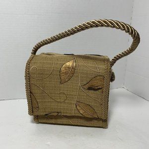 Not Sisters Two Box Style Mini Purse with Braided Strap and Appliqued Leafs